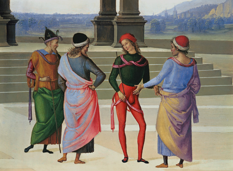 Détail des mariage Marie : Quatre hommes à Pierto di Cristoforo Vanucci (alias Perugino ou le Perugin)