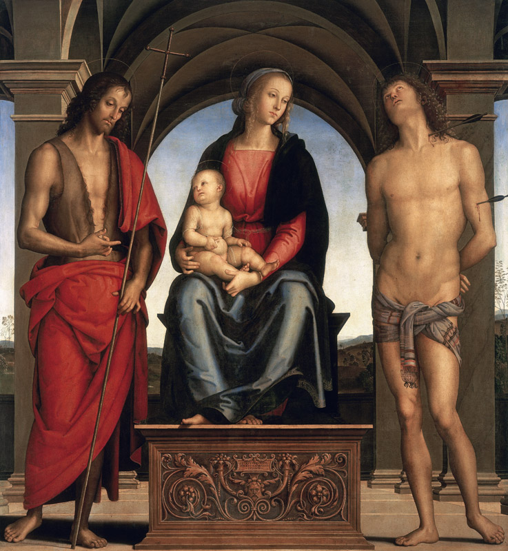 Madonna, Child & Saints / Perugino à Pierto di Cristoforo Vanucci (alias Perugino ou le Perugin)