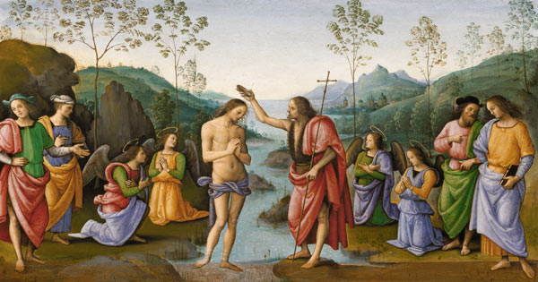Perugino, Baptism of Christ / Paint. à Pierto di Cristoforo Vanucci (alias Perugino ou le Perugin)
