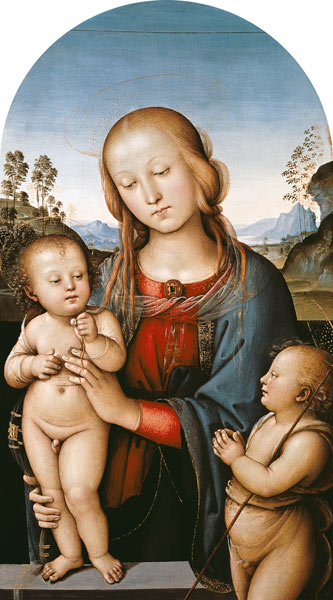 La jeune femme avec l'enfant et l'enfant Jean à Pierto di Cristoforo Vanucci (alias Perugino ou le Perugin)