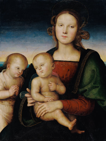 Madonna mit Kind und dem Johannesknaben à Pierto di Cristoforo Vanucci (alias Perugino ou le Perugin)