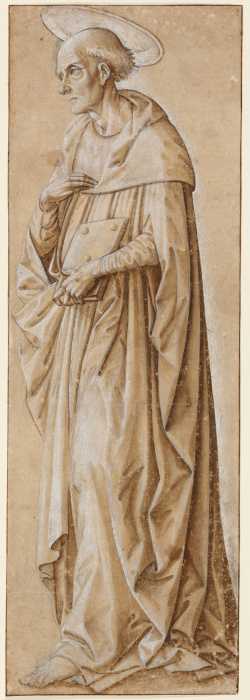 Stehender Heiliger nach links, ein Buch tragend à Pesellino
