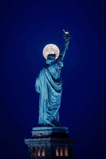 Moonrise behind Liberty