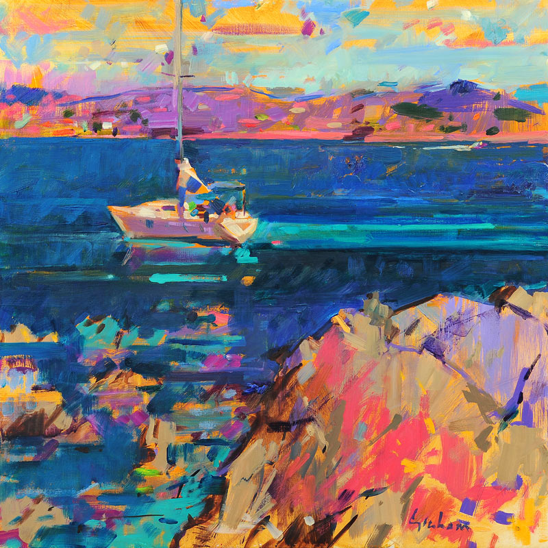 At Anchor, St Tropez Coast à Peter  Graham