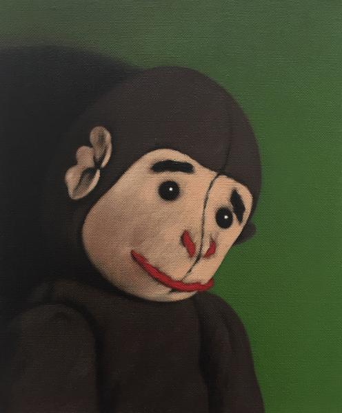 Monkey Portrait on Green à Peter Jones