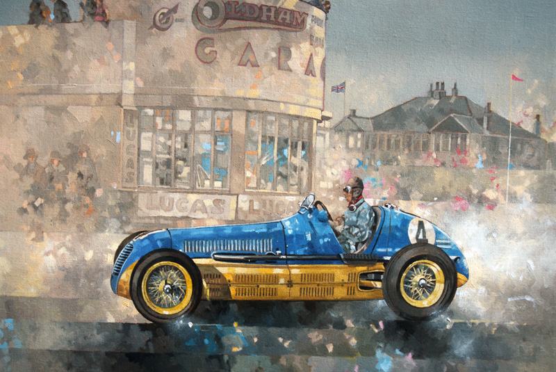 Blue and Yellow Maserati of Bira à Peter  Miller