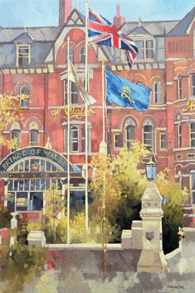 Flags outside the Prince of Wales, Southport, 1991 (oil on canvas)  à Peter  Miller