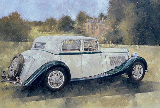 The Green and White Bentley at Althorp (oil on canvas)  à Peter  Miller