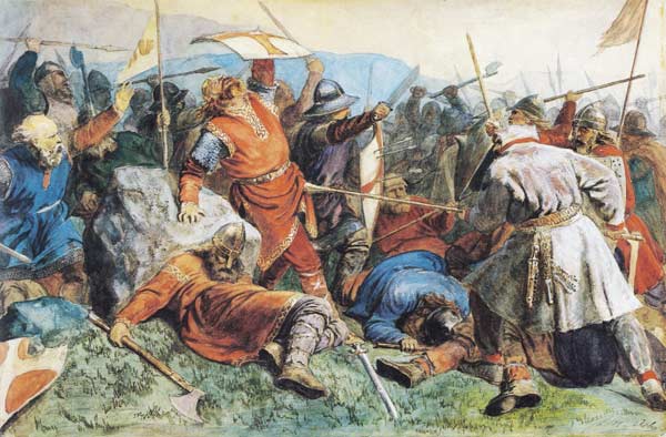 Saint Olav at the Battle of Stiklestad à Peter Nicolai Arbo