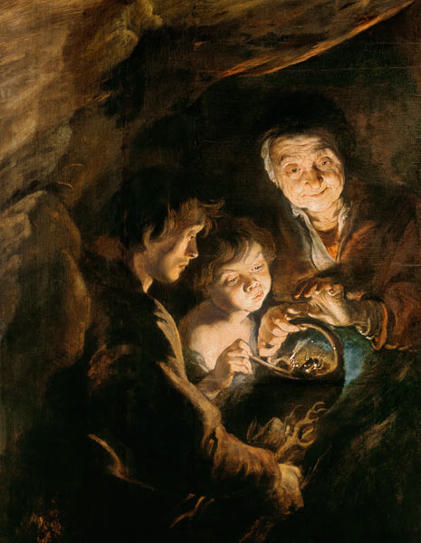 Les personnes âgées avec le bassin de charbon à Peter Paul Rubens