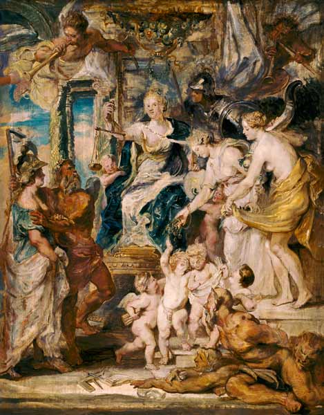 Le gouvernement heureux de la reine, croquis du cycle Médicis à Peter Paul Rubens