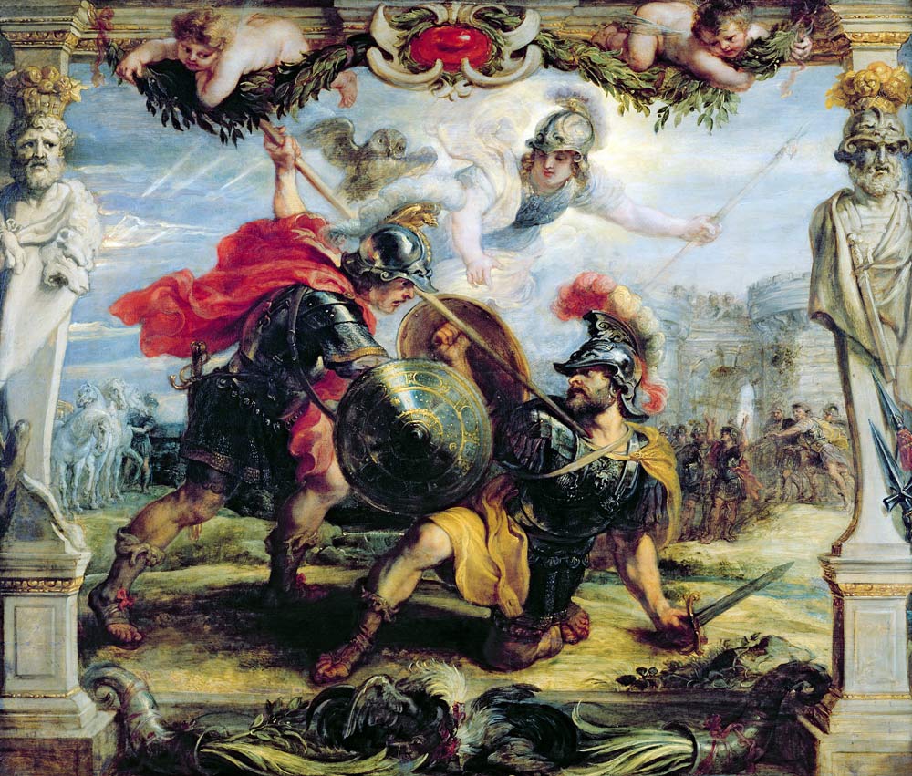 Achilles Defeating Hector, 1630-32 (oil on panel) à Peter Paul Rubens