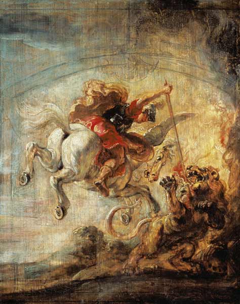 Bellerophon Riding Pegasus Fighting the Chimaera à Peter Paul Rubens