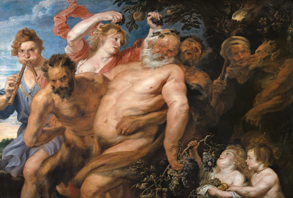 Drunken Silenus Supported by Satyrs à Peter Paul Rubens