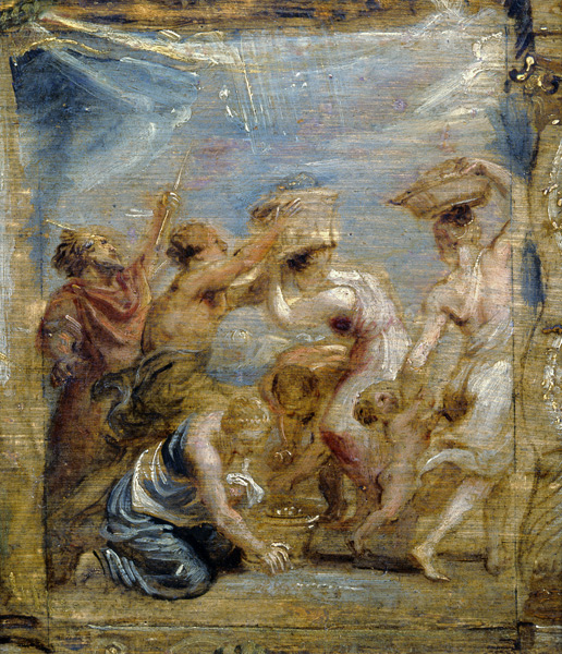 Israelites gathering manna, c.1626-28 (oil on wood ) à Peter Paul Rubens