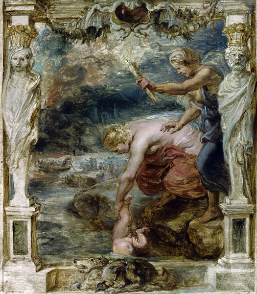 Thetis dipping the infant Achilles into the river Styx à Peter Paul Rubens