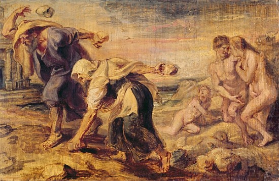 Deucalion and Pyrrha Repeople the World by Throwing Stones Behind Them, c.1636 à Peter Paul Rubens