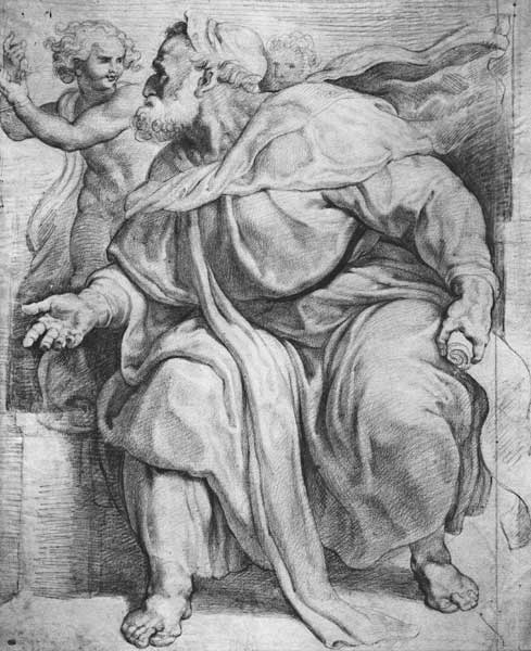 The Prophet Ezekiel, after Michangelo Buonarroti (pierre noire & red chalk on paper) à Peter Paul Rubens
