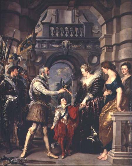 The Medici Cycle: Henri IV (1553-1610) leaving for the war in Germany and bestowing the government o à Peter Paul Rubens