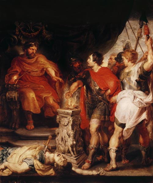 Mucius Scaevola devant Porsenna. (ensemble avec un a.van Dyck) à Peter Paul Rubens