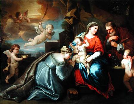 The Mystic Marriage of St. Catherine in a Giordano Composition à Peter Paul Rubens