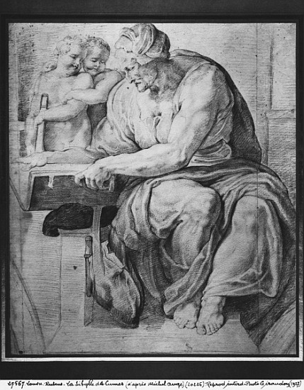 The Cumaean Sibyl, after Michangelo Buonarroti (1475-1564) (pierre noire & red chalk on paper) à Peter Paul Rubens