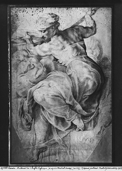 The Libyan Sibyl, after Michangelo Buonarroti (pierre noire & red chalk on paper) à Peter Paul Rubens