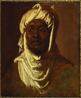 An African Wearing a Turban - a Sketch (oil on paper laid down on panel)