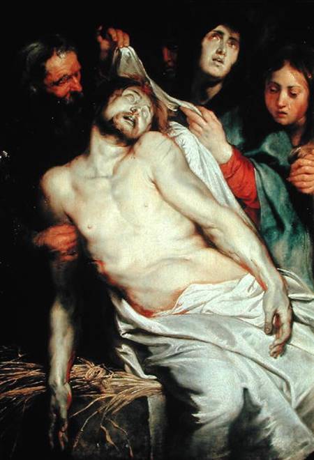 Triptych of Christ on the Straw, centre panel depicting the Lamentation of Christ à Peter Paul Rubens