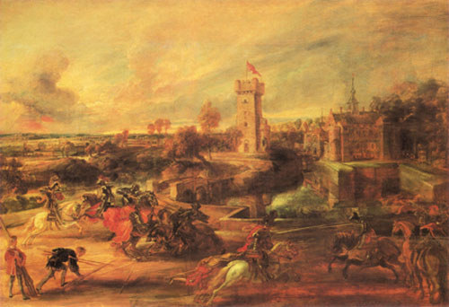 Tournoi avec le fossé d'eau à Peter Paul Rubens