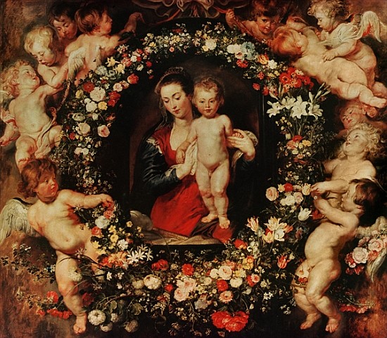 Virgin with a Garland of Flowers, c.1618-20 à Peter Paul Rubens