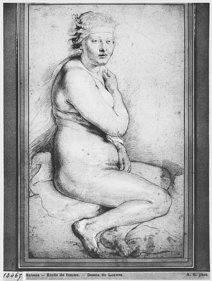 Young nude woman, seated, turned to the right (pierre noire, red chalk, white highlights & brown was à Peter Paul Rubens