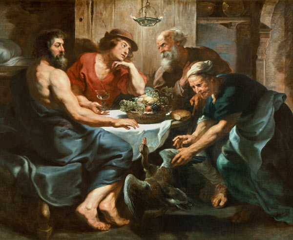 Jupiter et Mercure avec Philemon et Baucis à Peter Paul Rubens (atelier)