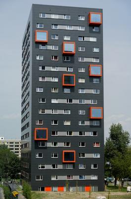 Fassade Hochhaus Anthrazit Orange à Peter Seifarth