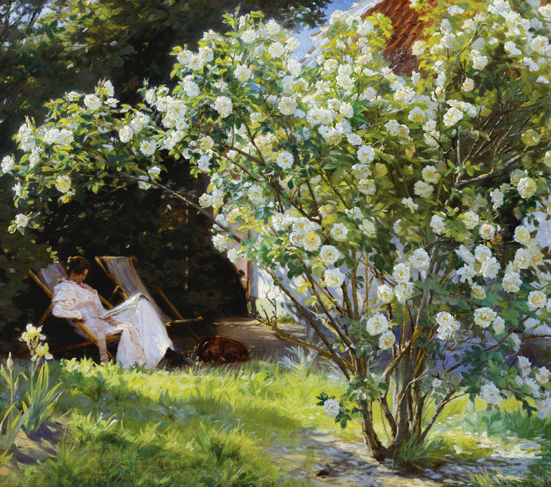 Roses, or The Artist's Wife in the Garden at Skagen à Peter Severin Kroyer