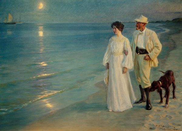 Sommerabend am Strand von Skagen. Der Künstler und seine Frau à Peter Severin Kroyer