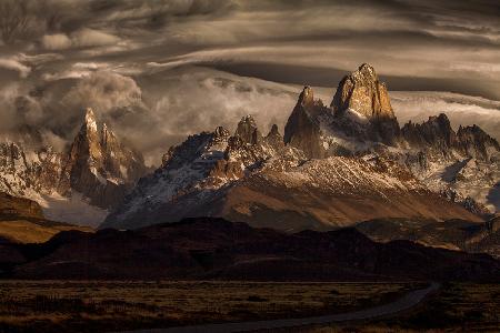 Striped sky over the Patagonia spikes