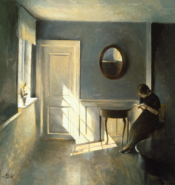 Girl Reading a Letter in an Interior à Peter Vilhelm Ilsted