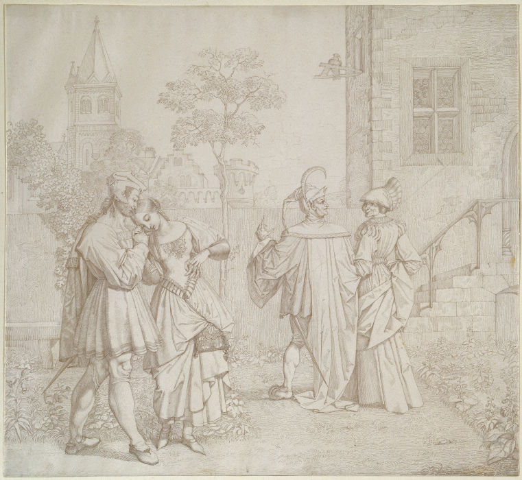 Drawing for Goethes Faust: The Stroll in the Garden à Peter von Cornelius