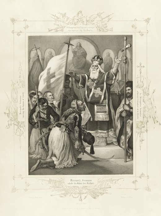 The Metropolitan Germanos raising the banner of freedom (From the Album of Greek Heroism) à Peter von Hess