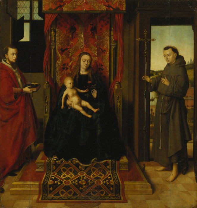 Virgin and Child with Saints Jerome and Francis à Petrus Christus