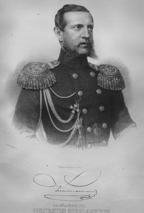 Portrait of Grand Duke Konstantin Nikolaevich of Russia (1827-1892), viceroy of Poland, admiral of t à P.F. Borel