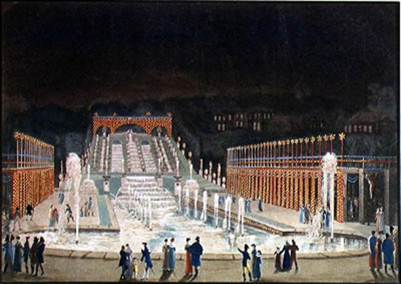 Illumination of the Saint-Cloud Fountain, 1st April 1810 (etching & aquatint on paper) à Philibert-Louis Debucourt
