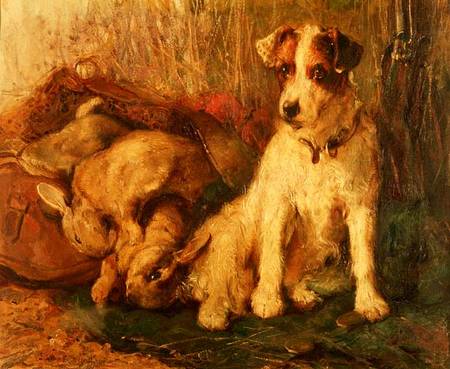 Left in Charge - A Fox Terrier with Game à Philip Eustace Stretton