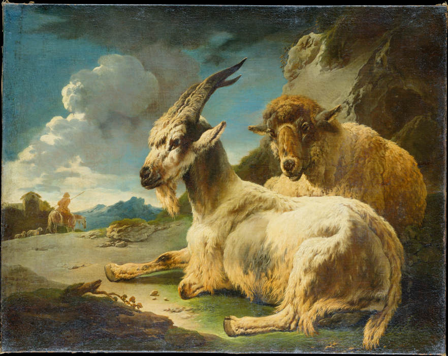 Sheep and Goat in a Rocky Landscape, à Philipp Peter Roos