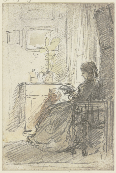 Frau mit einem Buch am Fenster sitzend à Philipp Rumpf