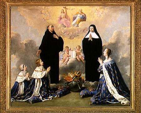 Anne of Austria (1601-66) and her Children at Prayer with St. Benedict and St. Scholastica à Philippe de Champaigne