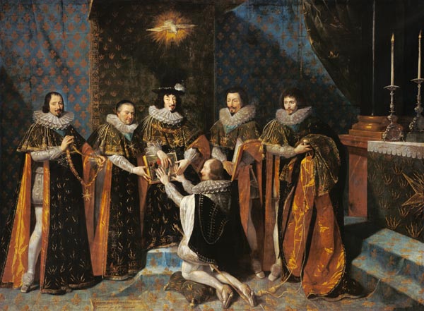 Louis XIII (1601-43) Receiving Henri d'Orleans (1595-1663) Duc de Longueville, into the Order of the à Philippe de Champaigne