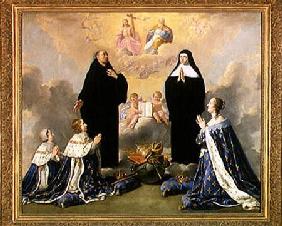 Anne of Austria (1601-66) and her Children at Prayer with St. Benedict and St. Scholastica