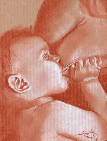 Bébé au sein de sa mère à Philippe Flohic